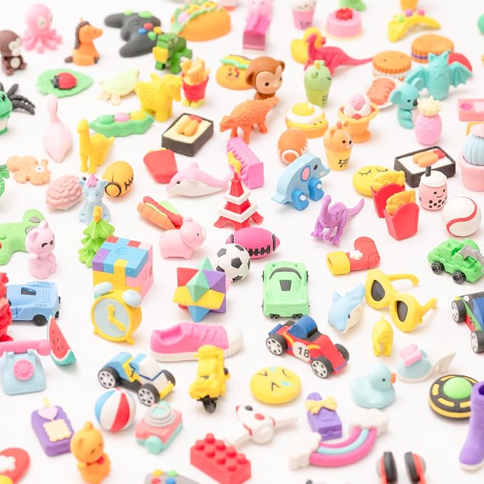 182pcs 3D Cute Kids Erasers, Random Desktop Pet Toys Gifts, Classroom Rewards - Image 4