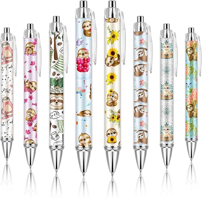 Ireer 8 Pcs Ballpoint Pens for Women 1.00 mm Cute Black Ink Fancy Pens Fine by Ireer