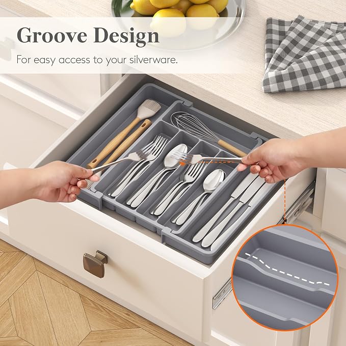 Lifewit Silverware Drawer Organizer, Expandable Utensil Tray - Image 7
