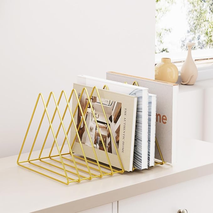 Urban Deco Triangle Desk Organizers Metal Wire Magazine Holder 10 Sections - Image 4