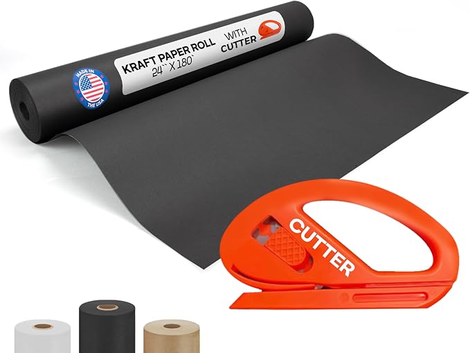Black Kraft Paper Roll 24" x 2160" by IDLPackaging
