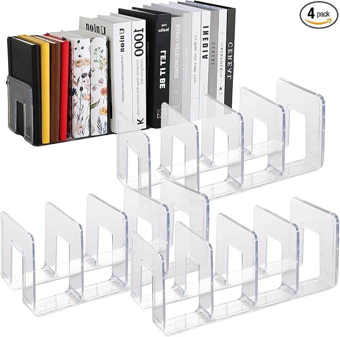 4 Pack Clear Acrylic File Sorter, Sturdy Desktop Book Folder Organizer by Unknown