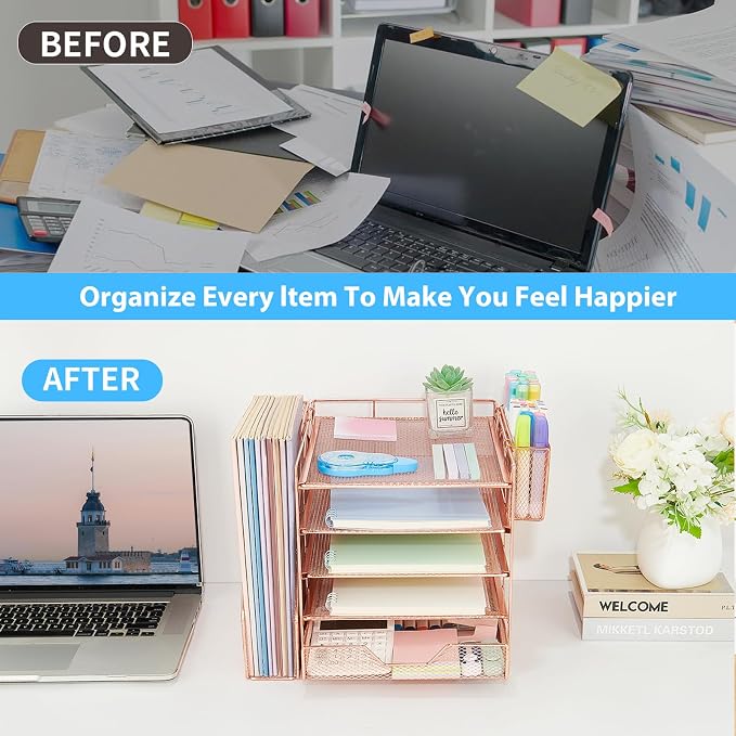 Desk Organizers and Accessories, 5-Tier Paper Letter Tray Organizer - Image 4