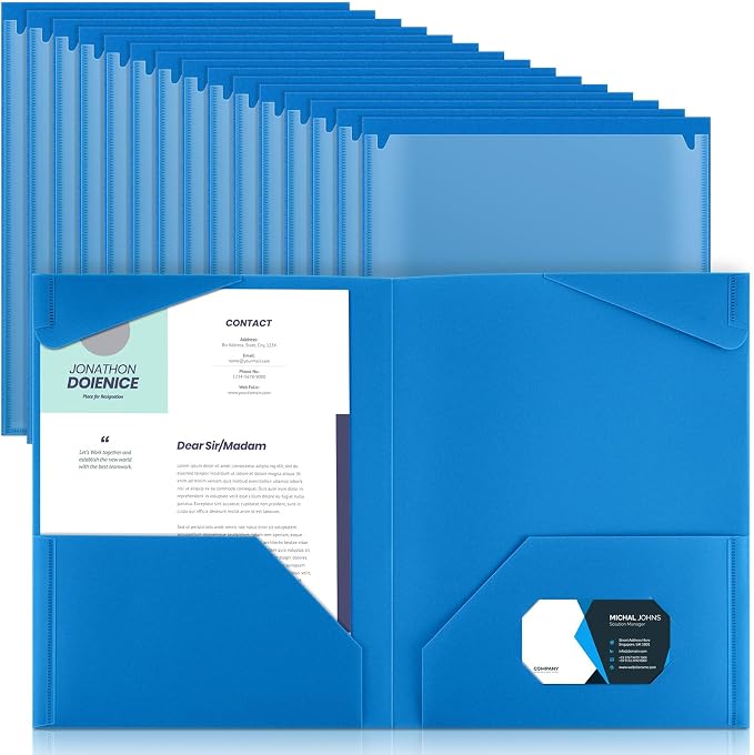 Henoyso 36 Pack Blue Plastic Folders by Henoyso