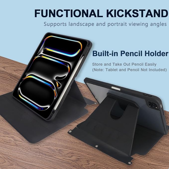 3 Ring Portfolio with iPad Holder, Business Padfolio with Clipboard & Rotating - Image 3