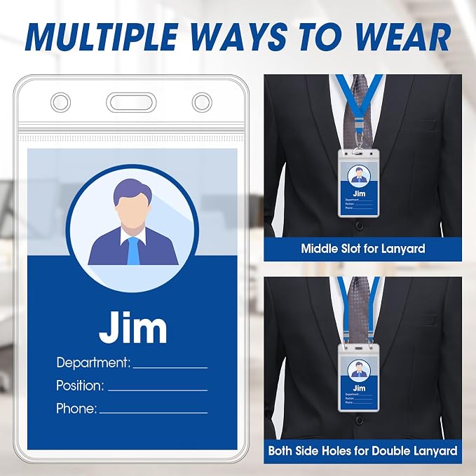 100 Pcs Vertical Badge Holders, Waterproof ID Badge Holder, Credit Cards - Image 4