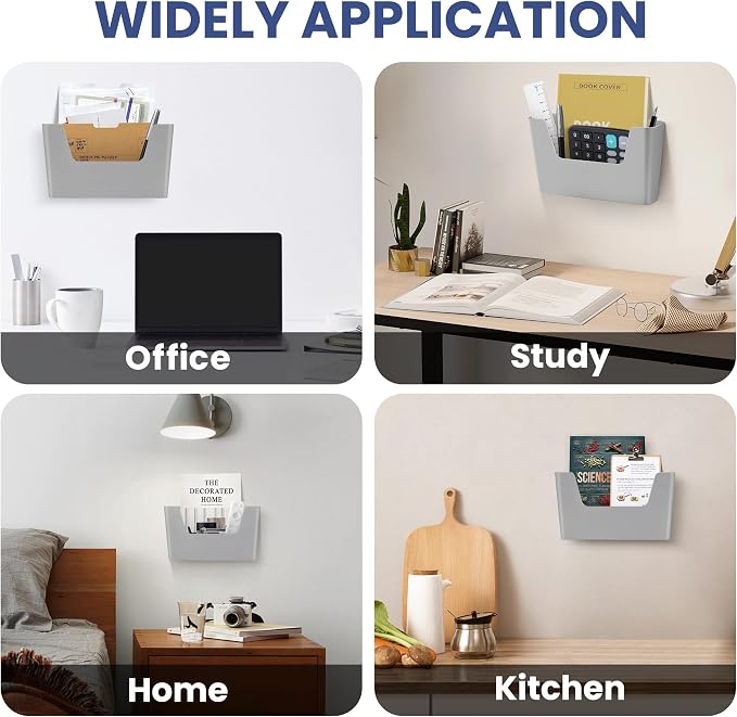 JOMOLA No Drilling File Holder 3 Pack Mail Organizer Wall Mount File Organizer - Image 6