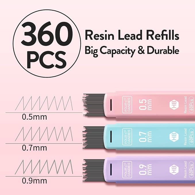 Four Candies Cute Mechanical Pencil Set, Aesthetic Pencils - Image 2