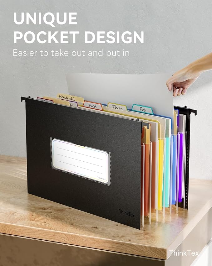 ThinkTex Plastic Expanding Hanging File Folders, 7 Innovative 1.2" Accordion - Image 7