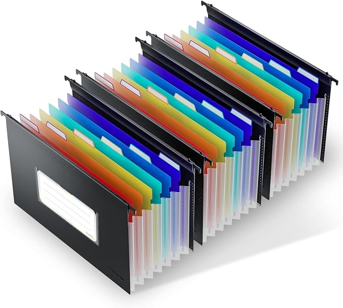ThinkTex Plastic Expanding Hanging File Folders, 7 Innovative 1.2" Accordion by ThinkTex