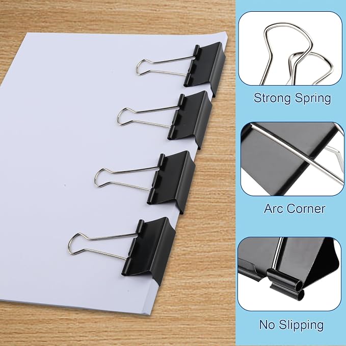 Ufmarine 72 Pcs Large Binder Clips 1.6 inch Length, Big Paper Clips - Image 2