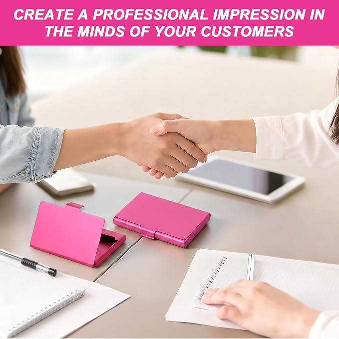 2 Pcs Business Card Holder for Purse, Aluminum Alloy Metal Business Card Case - Image 5