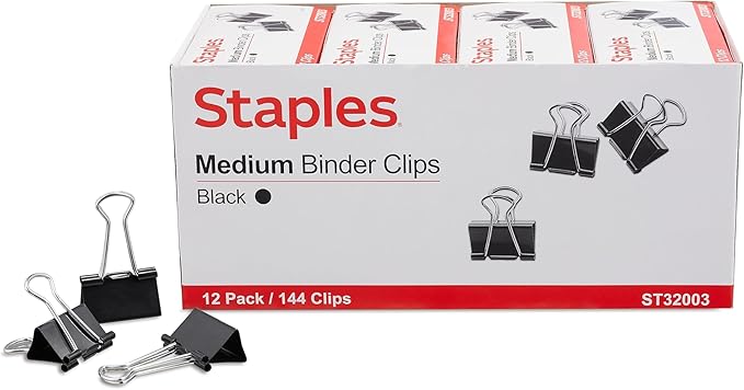 Staples Binder Clips, Medium Size, 288 Pack – Standard Clips by Staples