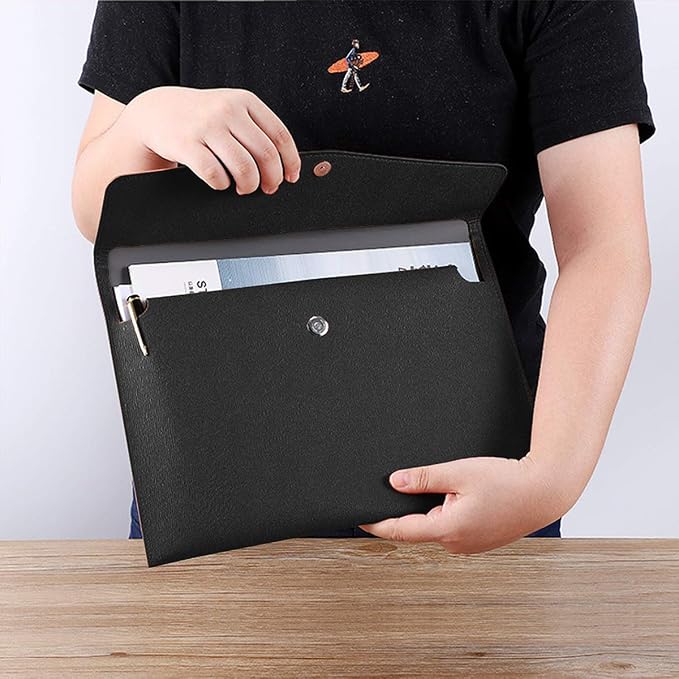 PU Leather A4 File Folder Document Holder Waterproof Portfolio Envelope Folder - Image 6