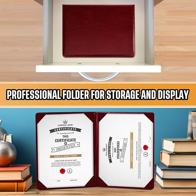 Tenare 10 Pcs Burgundy Leather Certificate Holder 8.5 x 11 PU Phd Bachelor - Image 6
