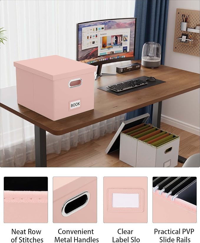 Oterri File Organizer Box with Lid, Portable Hanging File Box - Image 3
