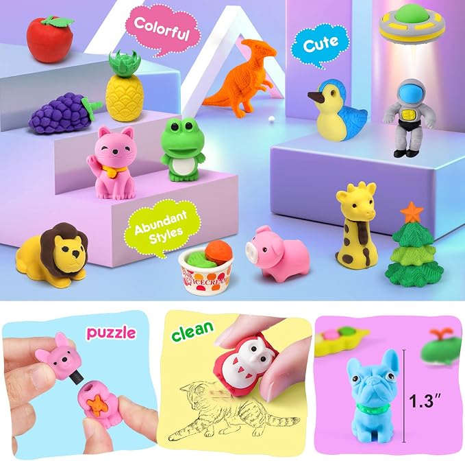 Arscniek 110 Pack Animal Erasers - Image 4