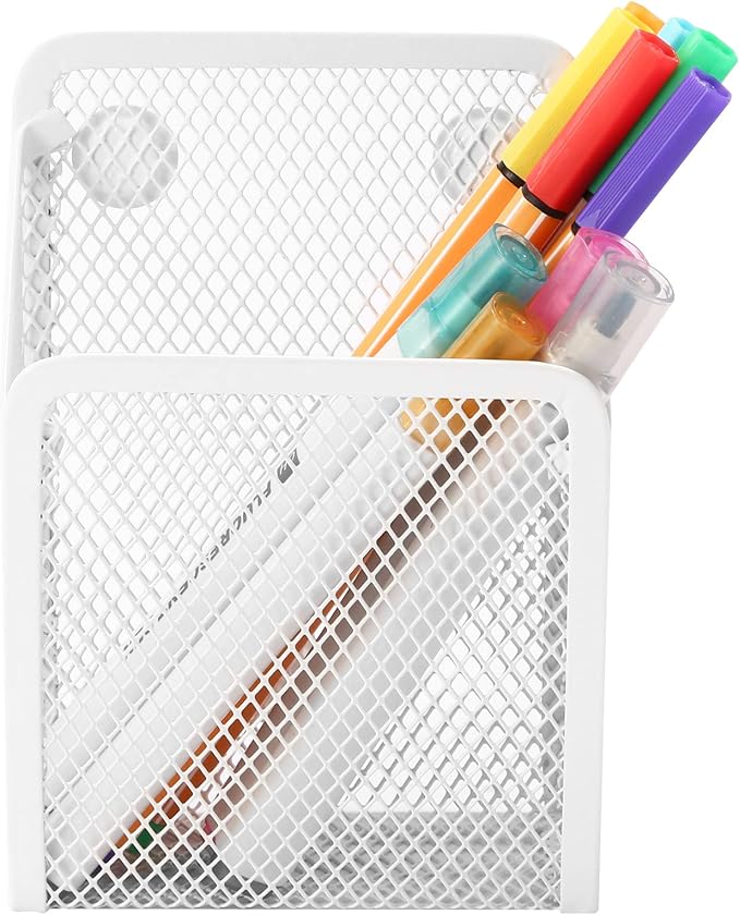 Magnetic Pencil Holder, Mesh Stainless Steel Pen Basket, Metal Writing Utensil - Image 2