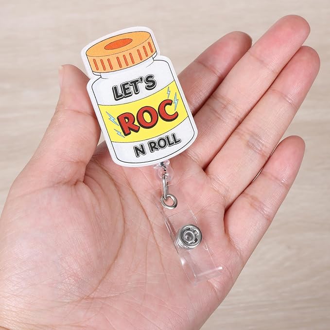 Let's ROC N ROLL Funny Nurse Badge Reel, Cute Medical Bottle Retractable ID - Image 2