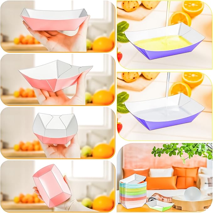 80 Pack Colorful 1/2Lb Paper Food Boat Trays Disposable Small Paper Boats - Image 4