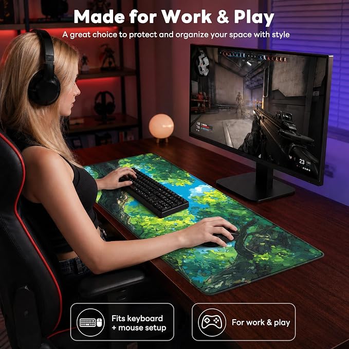 Desk Mat, Big Desk Pad, 31.5x11.8 Inches Extended Big Gaming Mouse Pad - Image 7