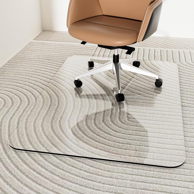 Tempered Glass Chair Mat 48" x 32", 1/5" Thick by Tcyzest