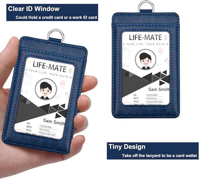 Life-Mate ID Badge Holder with 1 Clear ID Window, 1 Credit Card Slot and PU - Image 3