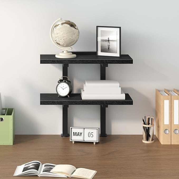MAHANCRIS Clamp On Desk Organizer, 2-Tier Desktop Bookshelf, Adjustable Desk - Image 2