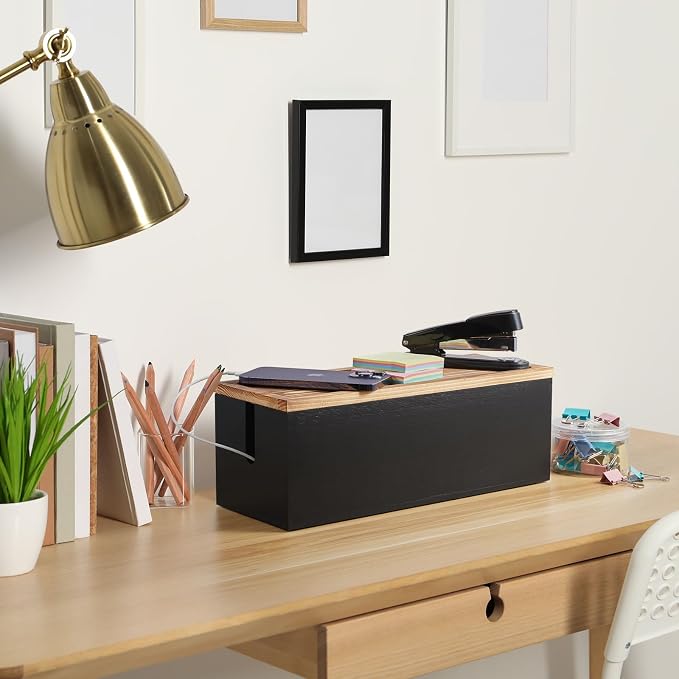 Bivvclaz Large Cable Management Box, Wooden Cord Organizer Box - Image 8