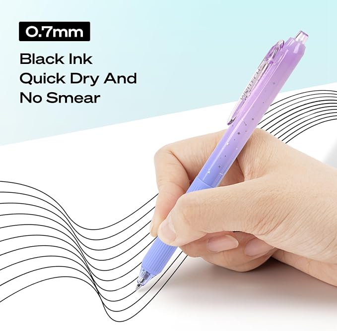 WRITECH Gel Pens Fine Point: Nebula Pen Set 0.7mm Black Ink Retractable 6ct - Image 3