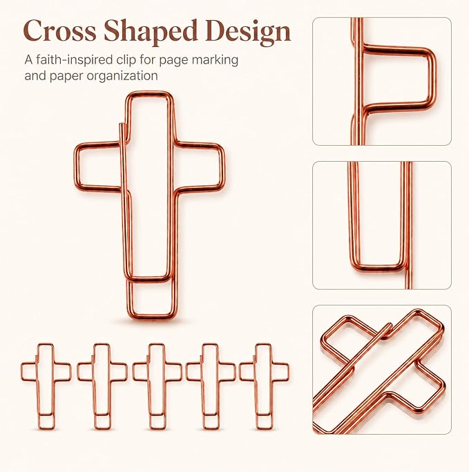 140 Pack Rose Cross Paper Clips, Decorative Paper Clips and Bookmarks - Image 3