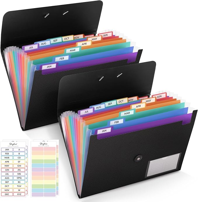 SKYDUE 2Pack Expanding File Folder, Accordion File Organizer by SKYDUE