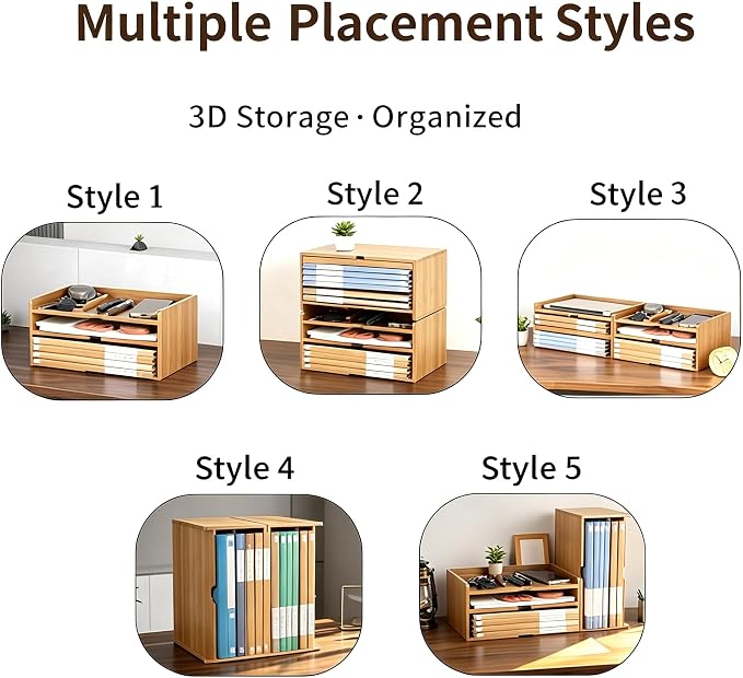 Desk Organizer, Bamboo A4 Paper Organizer - Image 2