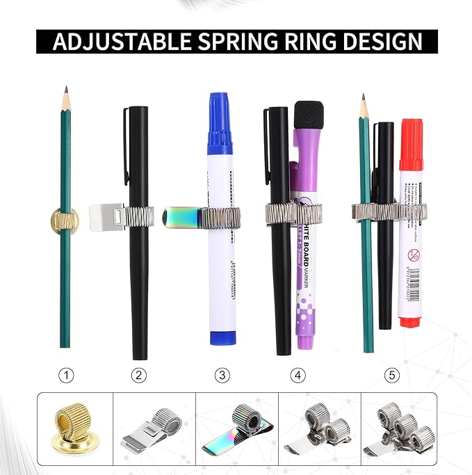 PATIKIL 2Pcs Metal Pen Clip Holder, Adjustable Loop Pen Pencil Organizer - Image 3