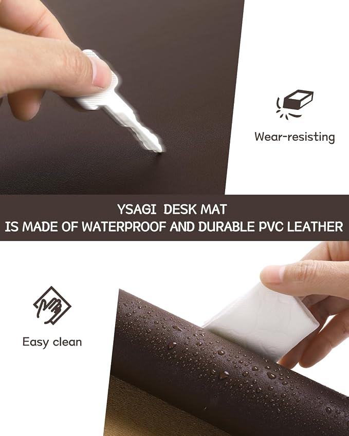 YSAGi Non-Slip Leather Desk Pad L Size, Waterproof Laptop Computer Desk - Image 5