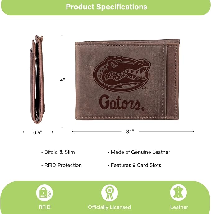 Team Sports America NCAA University of Florida Front Pocket Slim Wallet - Image 4
