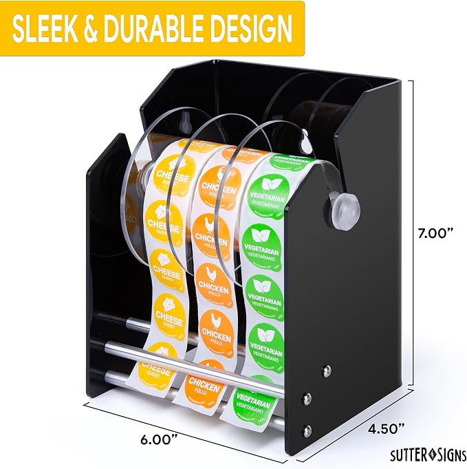 Roll Label Dispenser for Sticker Labels | Thick Durable Acrylic Sticker Roll - Image 2
