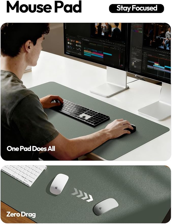 YSAGi Leather Desk Pad Protector, Office Desk Mat, Large Mouse Pad, Non-Slip PU - Image 4