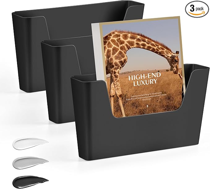 JOMOLA No Drilling File Holder 3 Pack Mail Organizer Wall Mount File Organizer by JOMOLA