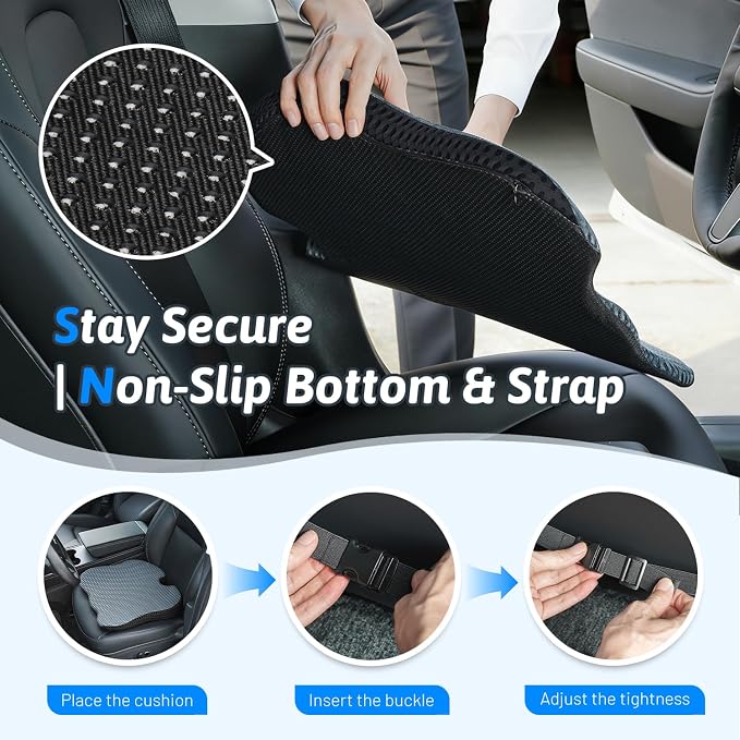 Wedge Car Seat Cushion for Better Visibility & Sciatica Pain Relief - Image 6