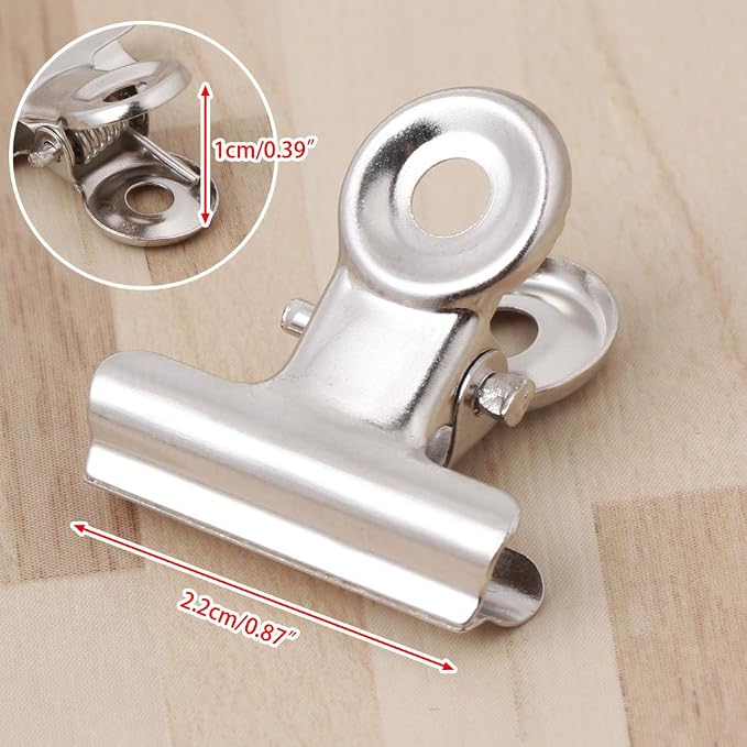 10 Pack 22mm Metal Binder Clips, Small Stainless Steel Bulldog Clamps - Image 2