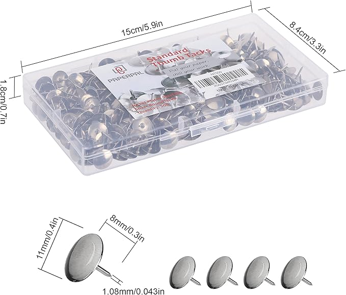 PAPERPAL Standard Silver Flat Thumb Tacks - Image 2
