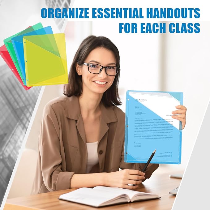 Seajan 48 Pcs Pocket Folders for 3 Ring Binder Clear Plastic Folders Sleeves - Image 5