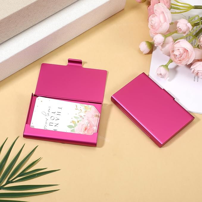 2 Pcs Business Card Holder for Purse, Aluminum Alloy Metal Business Card Case - Image 6