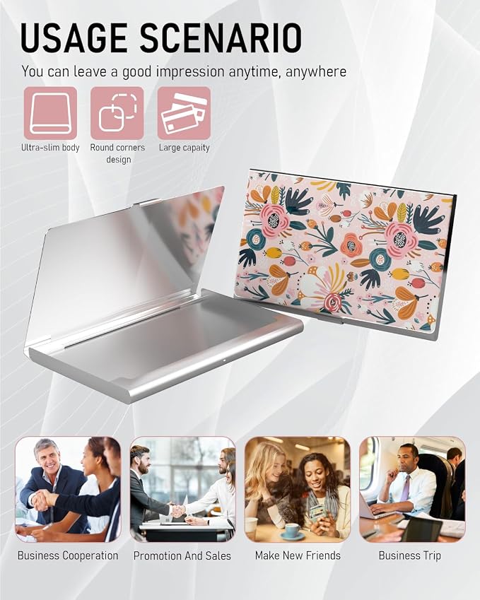 Business Card Metal Slim Organizer, Professional Stainless Steel Square Pocket - Image 6