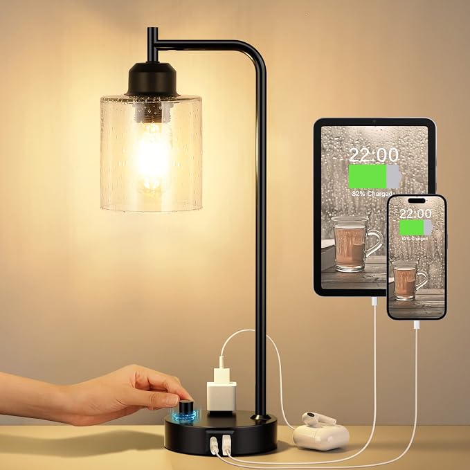 Industrial Bedside Table Lamp for Bedroom by Innqoo