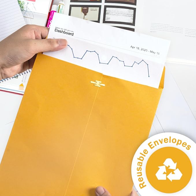 10x13 Clasp Envelopes 20 Pack, Goefun Large Brown Yellow Manilla Envelopes 10x13 - Image 6