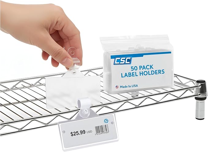 50 Pack Label Holders, Wire Shelf Label Holders, Adhesive Label Holder - Image 2