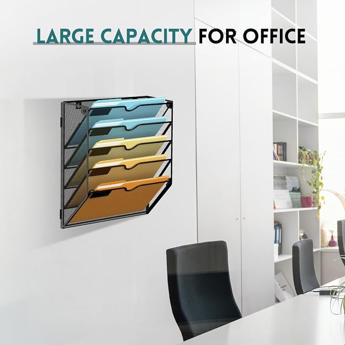 SUPEASY 5 Tier Wall File Organizer, Hanging Wall Mounted Mail Organizer - Image 5