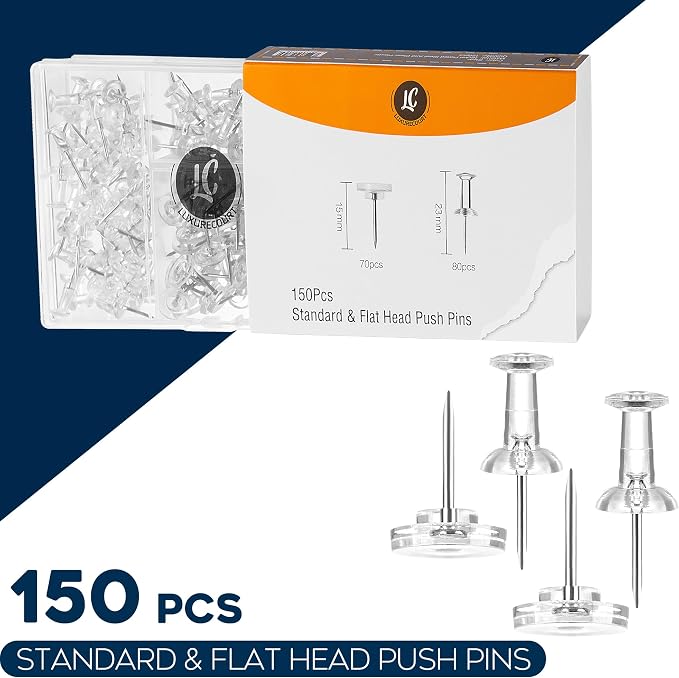 150 Pack Assorted Clear Push Pins by Luxurecourt - Image 4